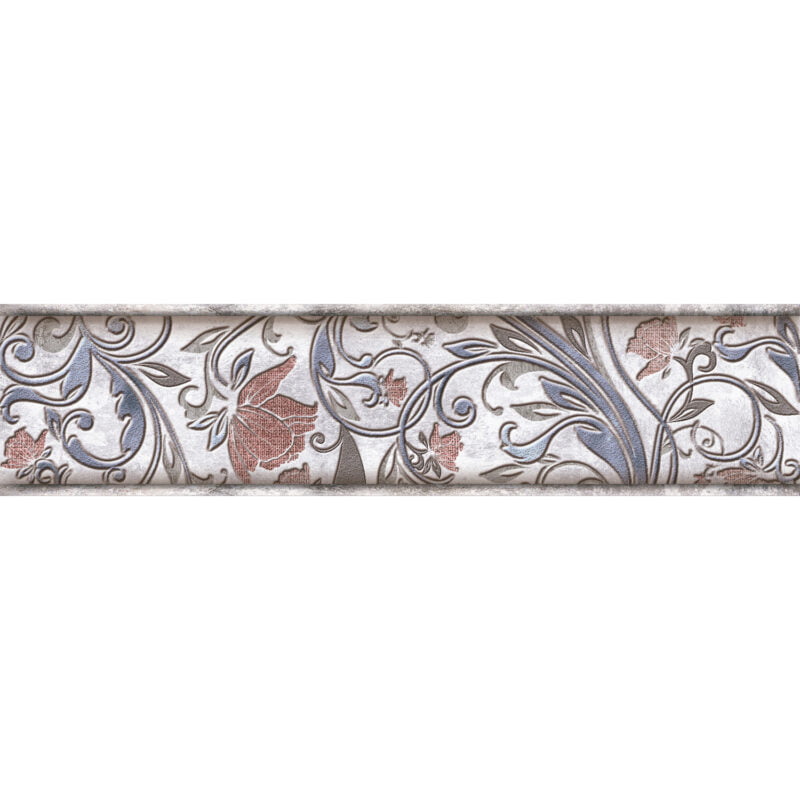 Fleur Cool Listello, Shiny Ceramic, Decorative tile
