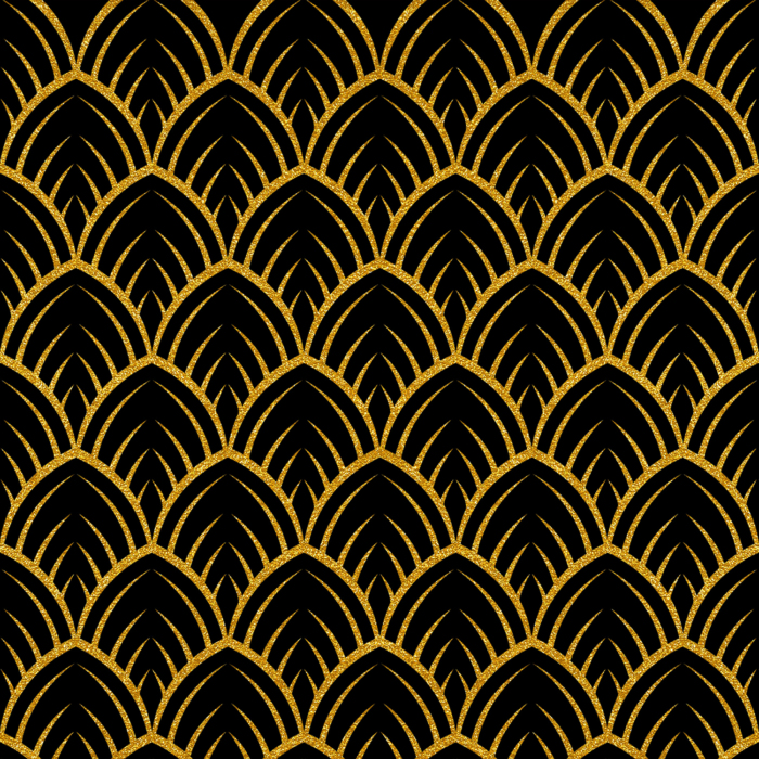 Black and Gold Scallop Patterned Tile