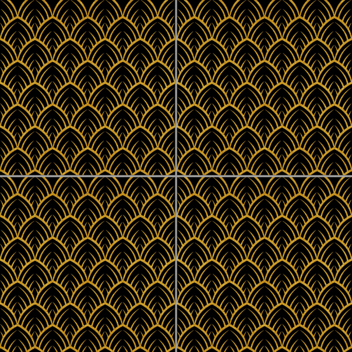 Black and Gold Scallop Patterned Tile - Image 2